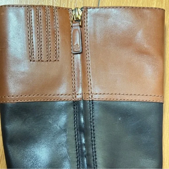 LAUREN RALPH LAUREN Baylee Black Leather Riding Boots Size 7 - Picture 5 of 11
